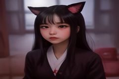 魅魔前辈角色，成熟红发、自信姿态，酒吧场景，漫画角色设定配图